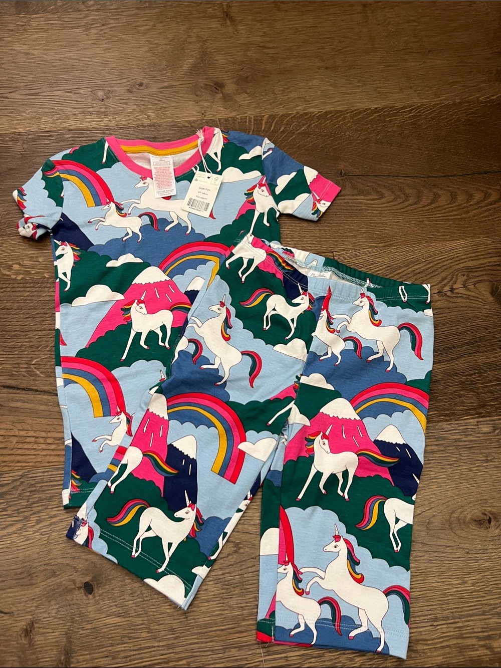 Mini Boden Unicorn Rainbow Pajama Set - Blue, Pink, Green